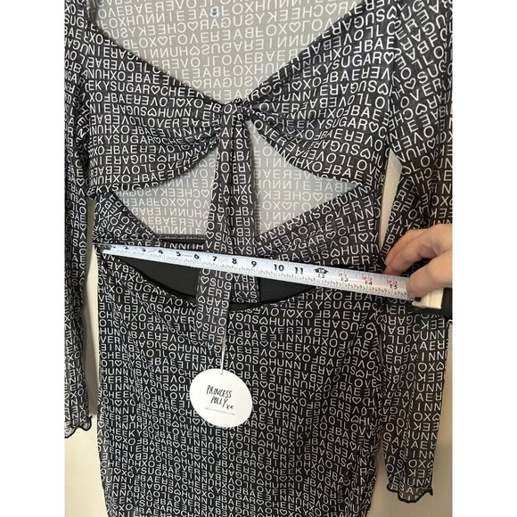 Princess Polly Text Me Dress Womens 10 Black NWT Sexy Mini Sheer Cut Out E-Girl - Picture 13 of 14